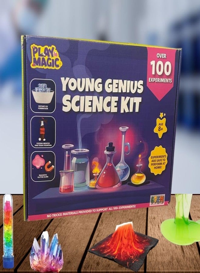 PlayMagic Young Genius Science Kit|Experiments for Multiple Projects & Categories/STEM|Learning & Educational Toy|Slime,Volcano, Bathbomb & Many|Safe/Gift for Kids 8 Year+|Made in India - Image 1
